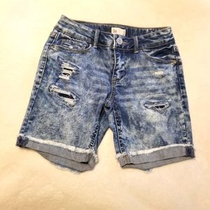 SO Girl's Blue Jean Shorts Distressed Cuffed Size 12